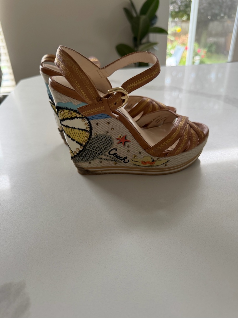 Coach Caroline wedge sandals limited edition size 5.5